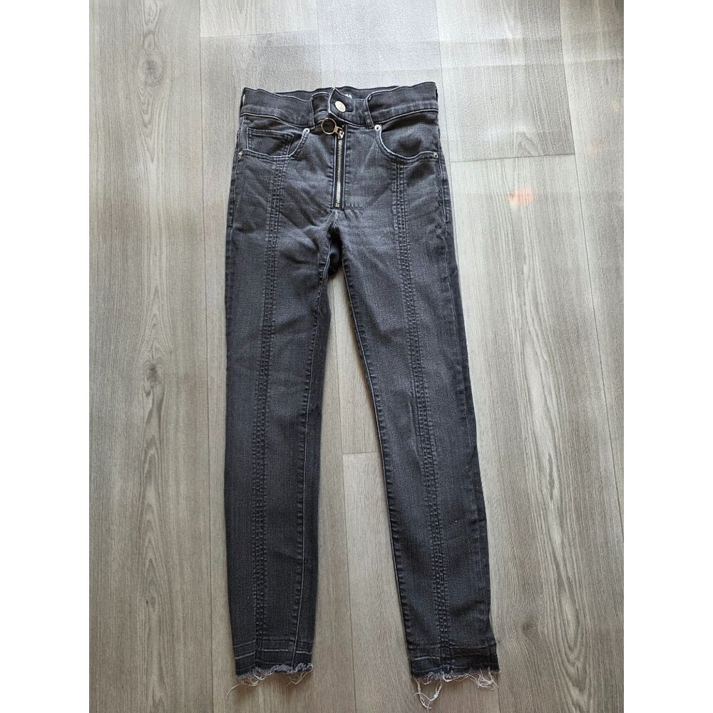 Express Womens Cropped Skinny High-Rise Jeans Size 2R Gray Denim